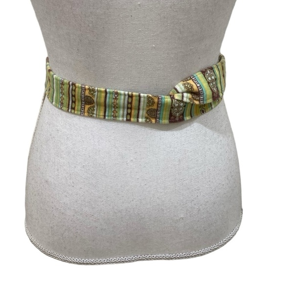 Fashion Doll striped corduroy adjustable belt chartreuse/brown/turquoise medium - Picture 6 of 8